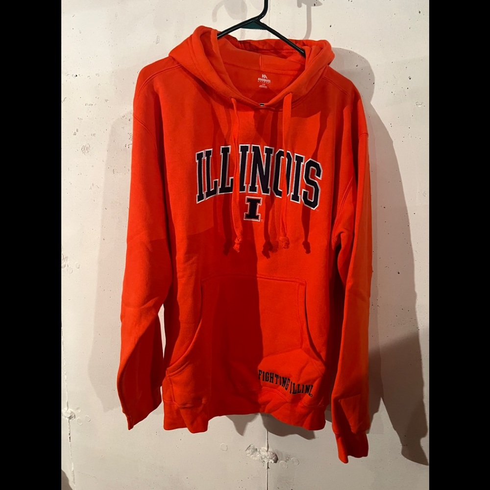 Illinois Fighting Illini orange hoodie, size L
